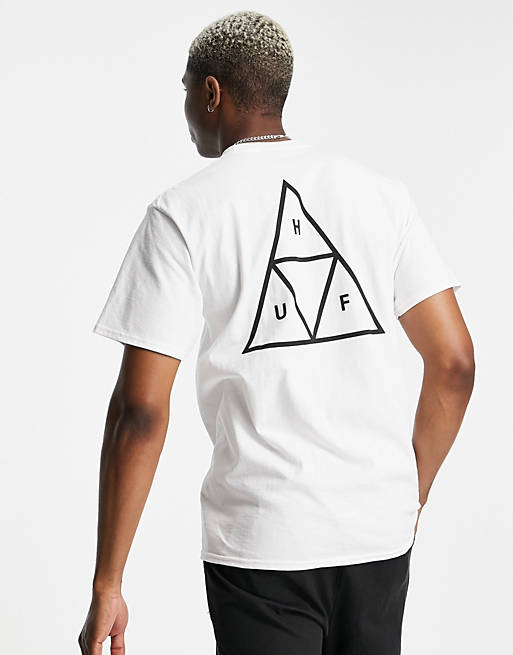 Men HUF essentials triple triangle t-shirt in white 