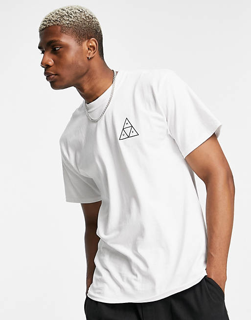 Men HUF essentials triple triangle t-shirt in white 