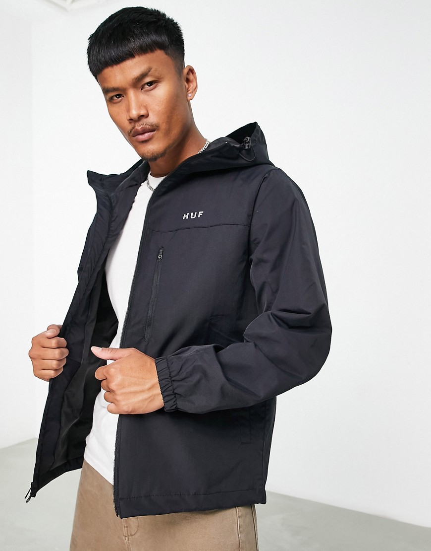 HUF essentials zip shell jacket in black