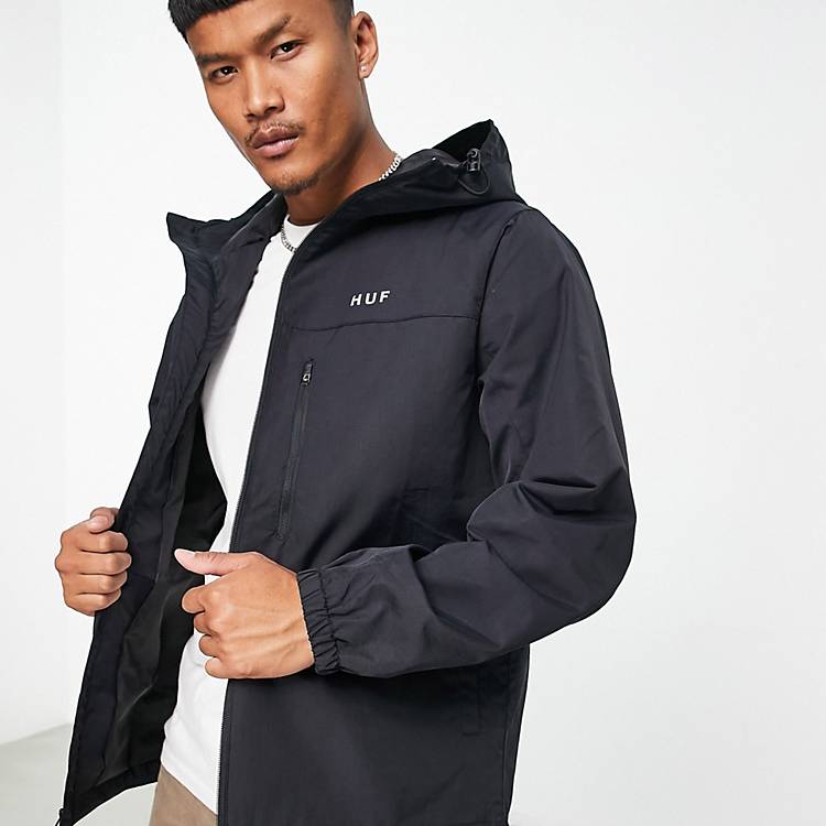 HUF essentials zip shell jacket in black