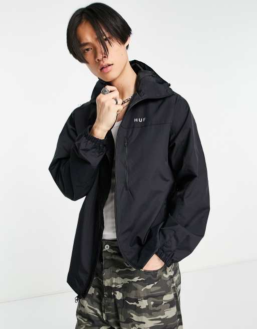 HUF essentials zip shell jacket in black | ASOS