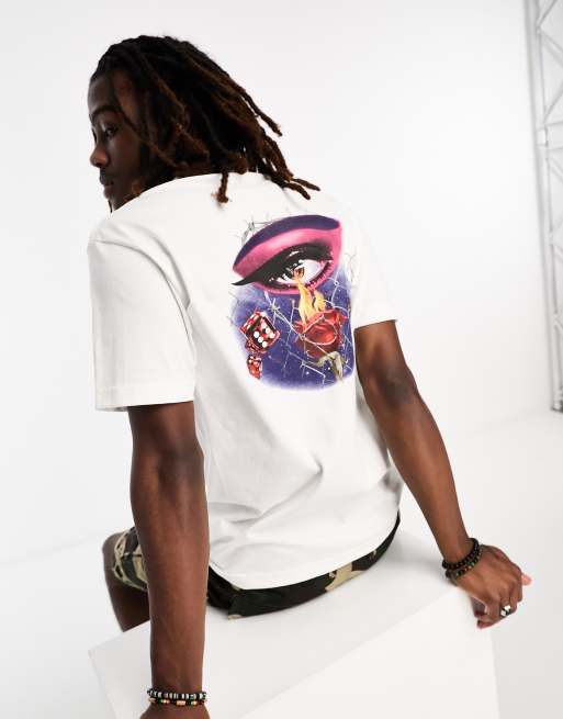 HUF - Feline Eye - T-shirt met korte mouwen en print op de borst en rug in wit