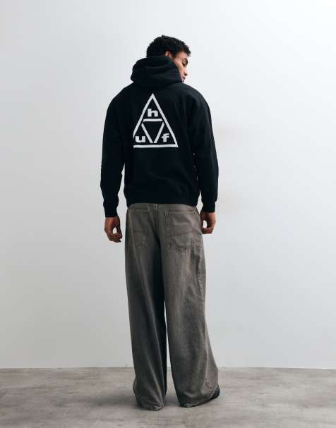 HUF felpa con cappuccio con logo a triplo triangolo nera - view 1