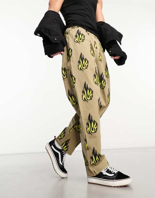 Flame Graphic Print Men's Street Style Loose Fit Sweatpants