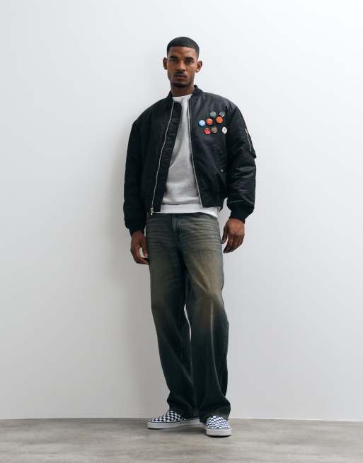 HUF flight jacket with back print in black, 2 of 5
