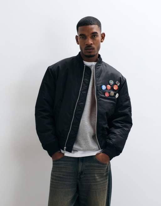 HUF flight jacket with back print in black, 3 of 5