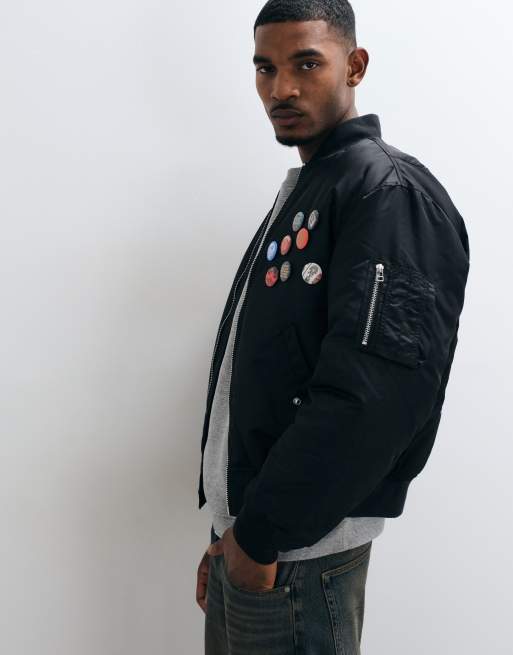 HUF flight jacket with back print in black, 5 of 5