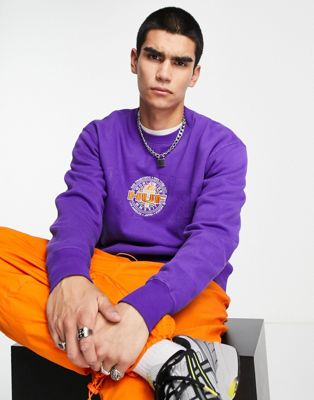 HUF forever torch sweatshirt in purple with logo embroidery