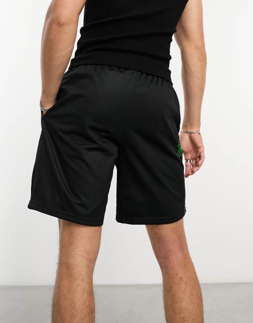 GQ232◇HUF : HUFS BASKETBALL SHORT◇M◇黒 HUF half court basketball shorts in black with placement
