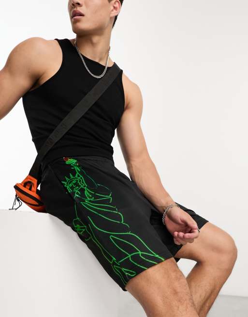 HUF half court basketball shorts in black with placement