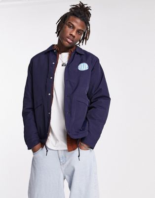 HUF hi-fi sherpa lined coaches jacket in navy