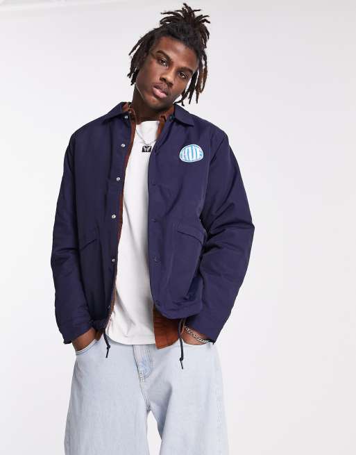 Navy borg clearance lined coach jacket