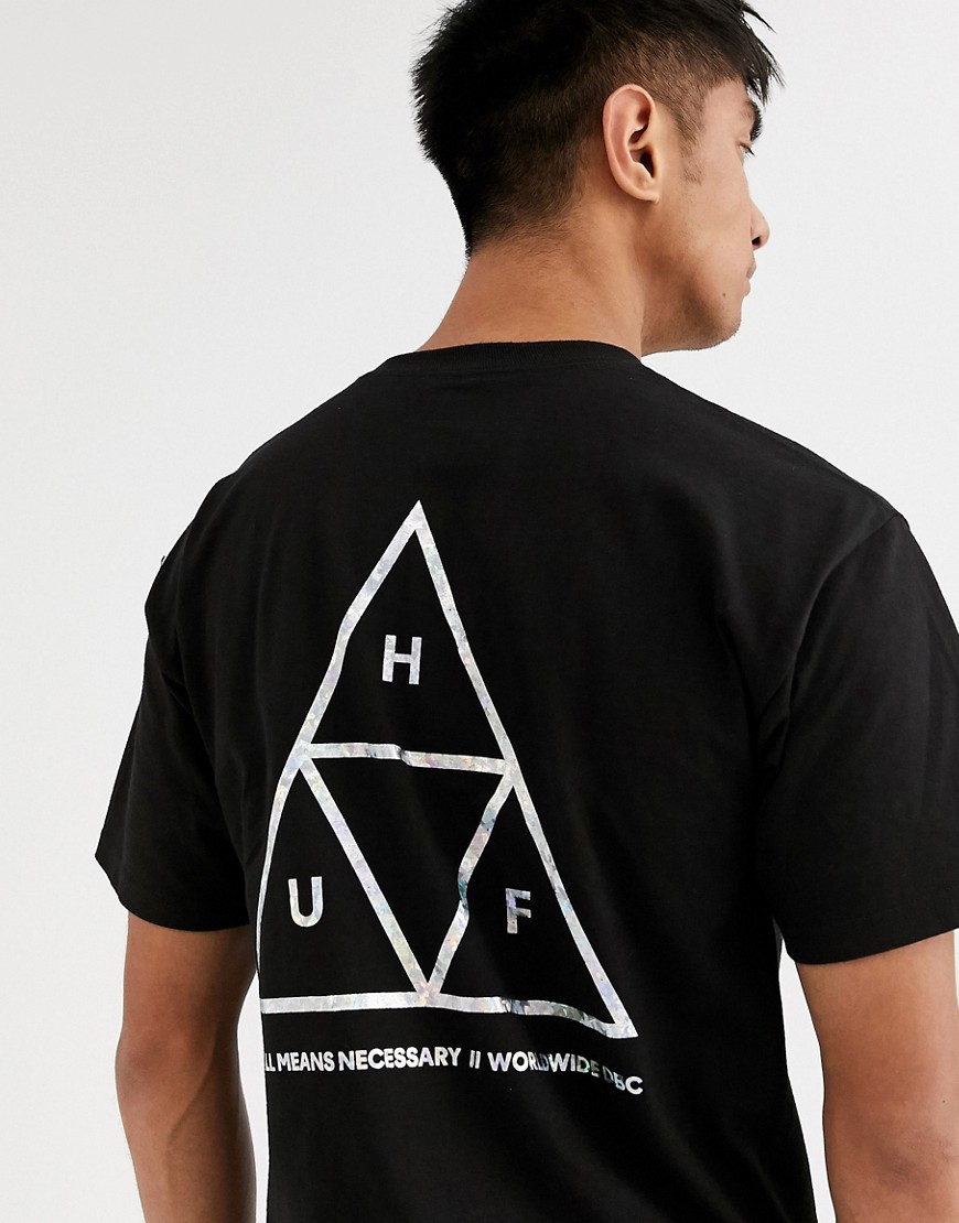 HUF - Hologram - T-shirt nera con stampa olografica sul retro-Nero