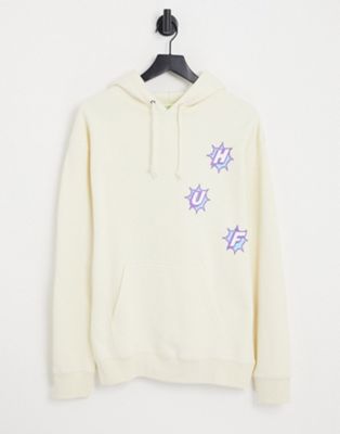 HUF infinity jewel print pullover hoodie in off white