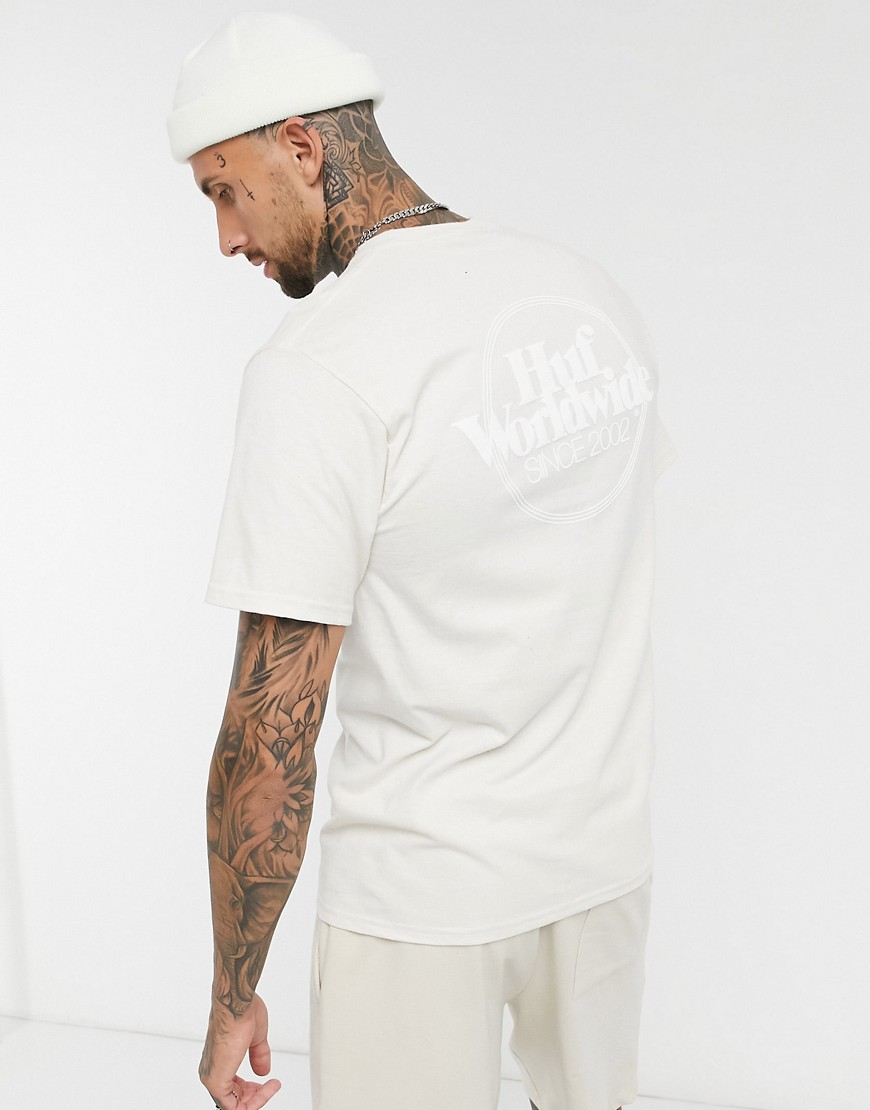 HUF - Issues - T-shirt met logo in crème-Wit