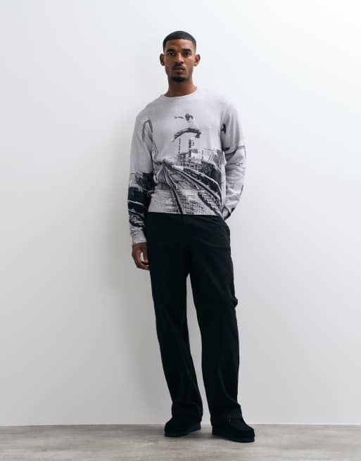 HUF jersey de punto con estampado fotográfico integral "taking the leap" en multicolor, 2 de 5