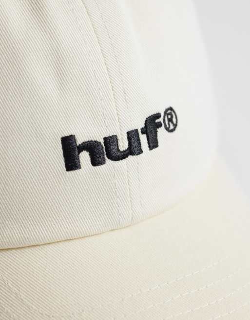 HUF – Kremowa 6-panelowa czapka z daszkiem i logo, 3 z 3