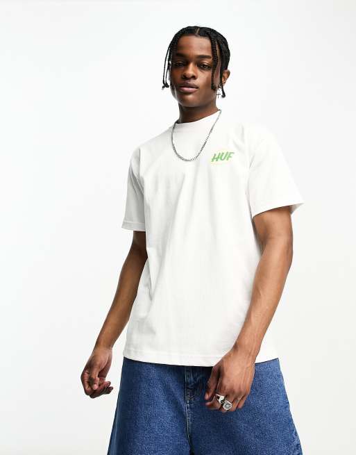HUF – Local Support – Biały T-shirt z nadrukiem z przodu i z tyłu, 2 z 4