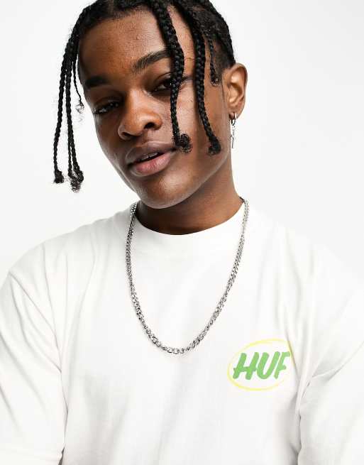 HUF - Local Support - Hvid T-shirt med print på brystet og ryggen, 3 af 4