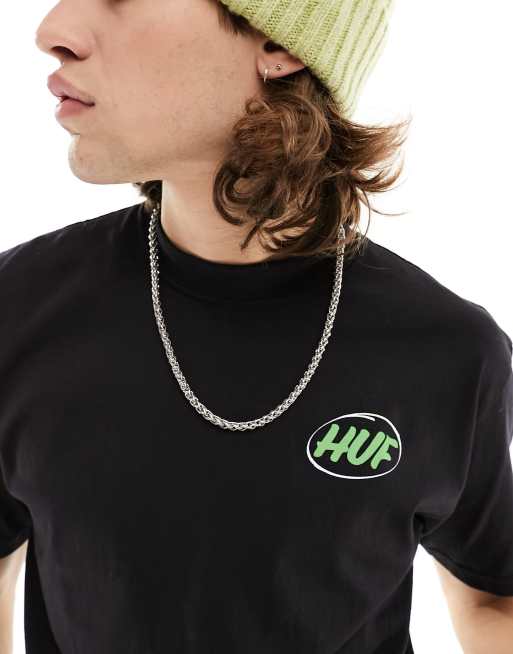 HUF - Local Support - T-shirt avec imprimé sur la poitrine et au dos - Noir, 4 de 4