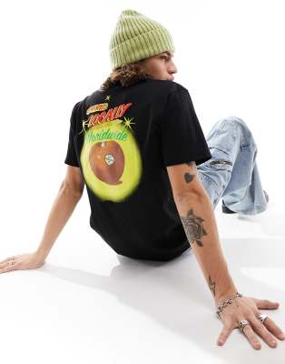 HUF HUF local support t-shirt in black with chest and back print