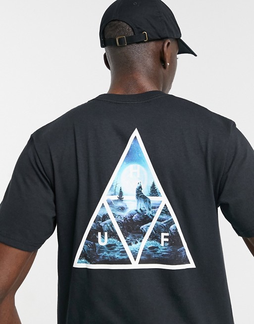 HUF lupus noctem triangle t-shirt in black