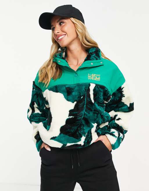 Huf – Luźna bluza z kożuszka w palmy z suwakiem pod szyją