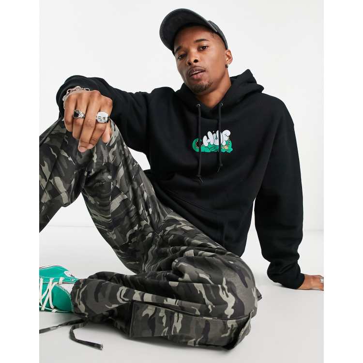 HUF magic dragon print pullover hoodie in black