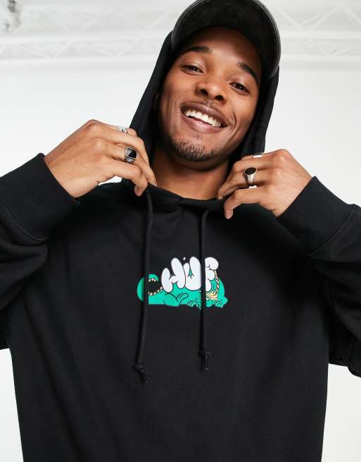 HUF magic dragon print pullover hoodie in black | ASOS