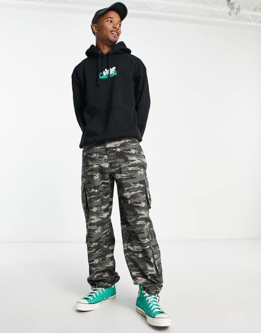 HUF magic dragon print pullover hoodie in black