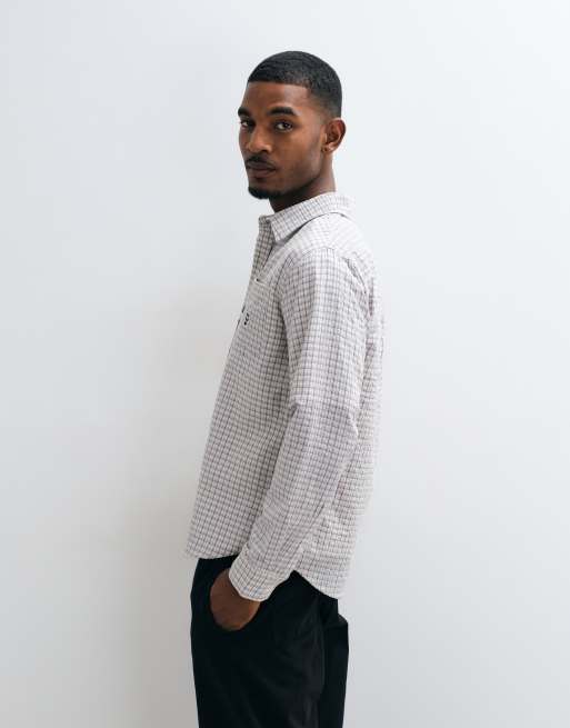 HUF Megablast long sleeve check shirt in natural, 4 of 5