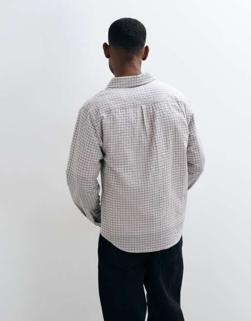 HUF Megablast long sleeve check shirt in natural, 5 of 5