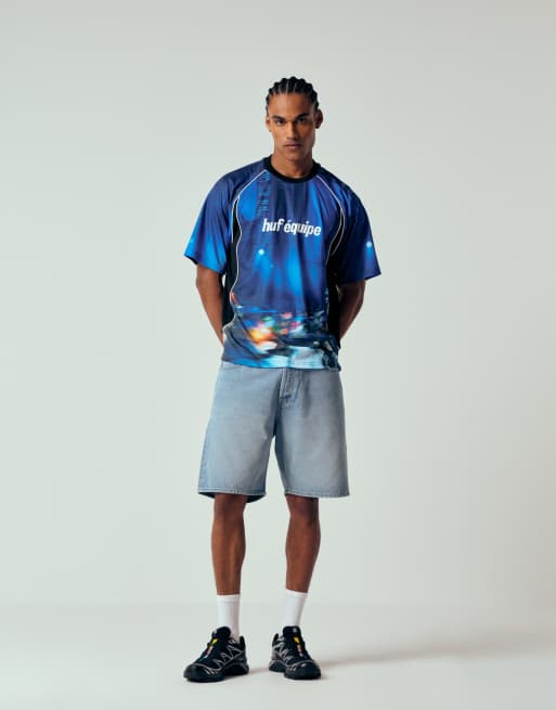 HUF motion graphic football jersey in blue multi, 2 of 7