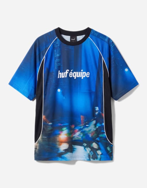 HUF motion graphic football jersey in blue multi, 6 of 7