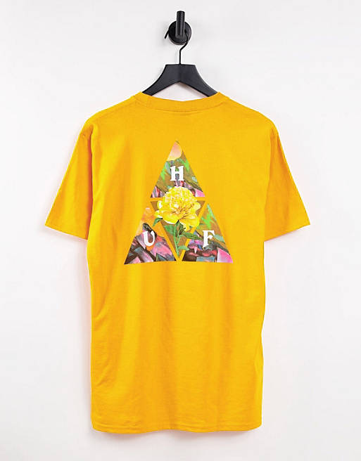 HUF new dawn back print t-shirt in mustard