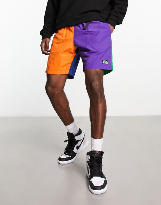 HUF – New Day – Flerfärgade, panelsydda, packbara tech-shorts