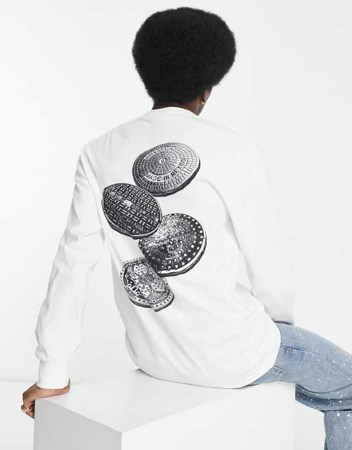 HUF - No Cap - T-shirt met lange mouwen in wit met print op de borst en rug