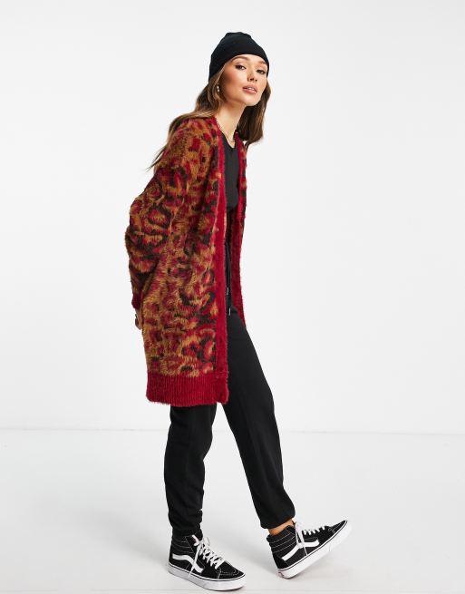 HUF Leopard Knit Duster Sweater Wmn (bloodstone)