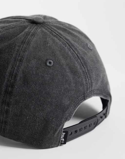 HUF - Pacific - Forvasket sort kasket med 5 paneler og logo, 3 af 3