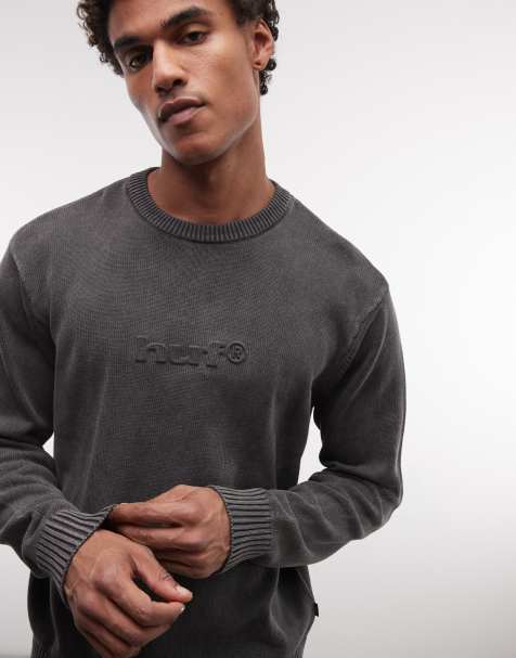 HUF - Pacific - Forvasket sort strikket sweatshirt med præget logo - view 1