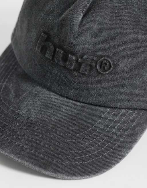 HUF pacific wash logo 5 panel cap in washed black, 2 of 3