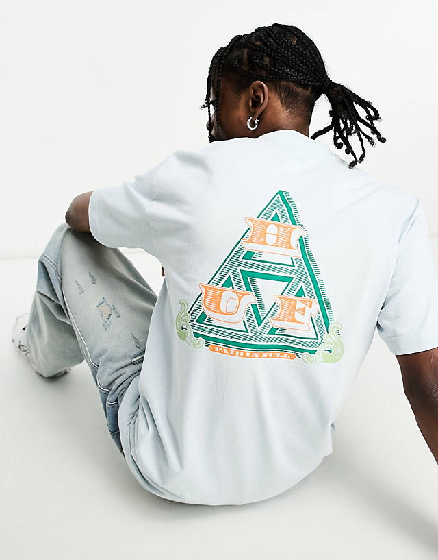 HUF - paid in full t-shirt in light blue with chest and back print