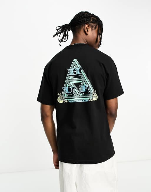 HUF - Paid In Full - T-shirt nera con stampa sul petto e sul retro, 4 di 4