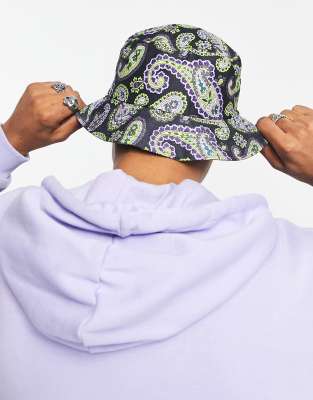 Huf Paisley Bucket Hat In Black-multi