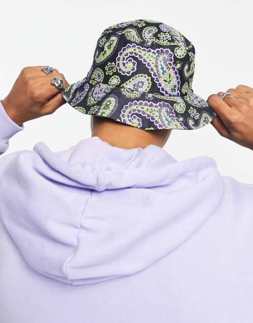 Original CHUCK Bucket Hat Reversible Black White Paisley Print