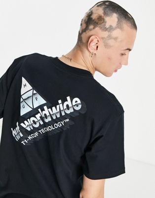 T-shirts et débardeurs HUF - Peak Tech - T-shirt à imprimé au dos - Noir