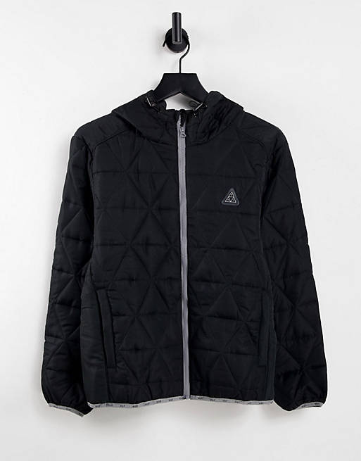HUF polygon packable quilted jacket in black