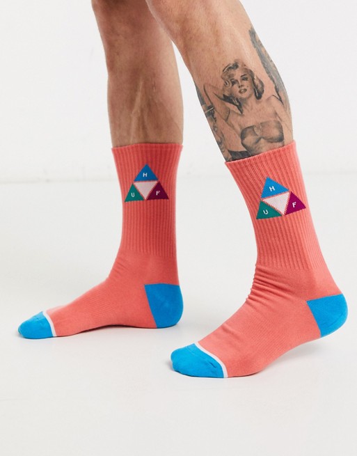 HUF Prism Triangle Sock in pink