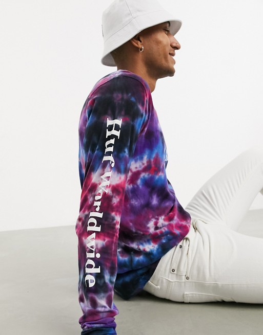 HUF Prism Wash Domestic long sleeve t-shirt in tie-dye