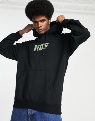 HUF quake conditions pullover hoodie in black with logo print